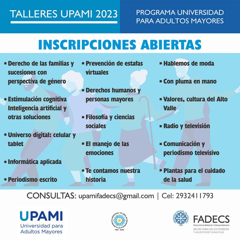 INSCRIPCIÓN A TALLERES UPAMI 2023 SEGUNDO CUATRIMESTRE