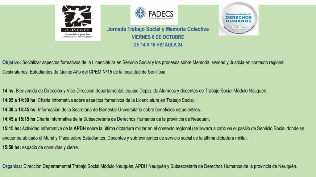 JORNADA TRABAJO SOCIAL Y MEMORIA COLECTIVA