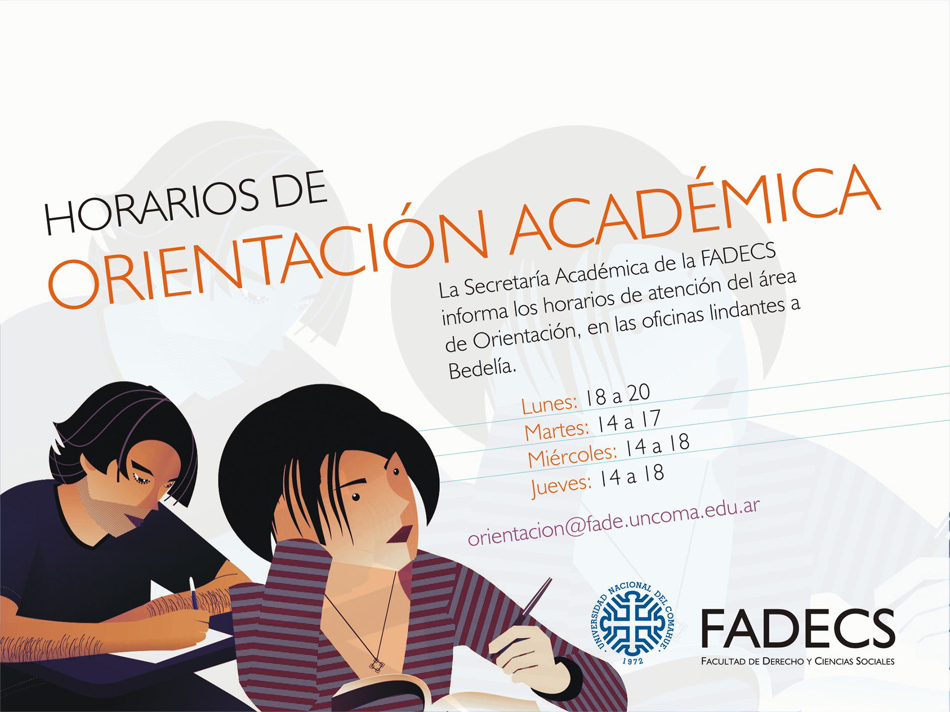 HORARIOS DE ORIENTACIÓN ACADÉMICA