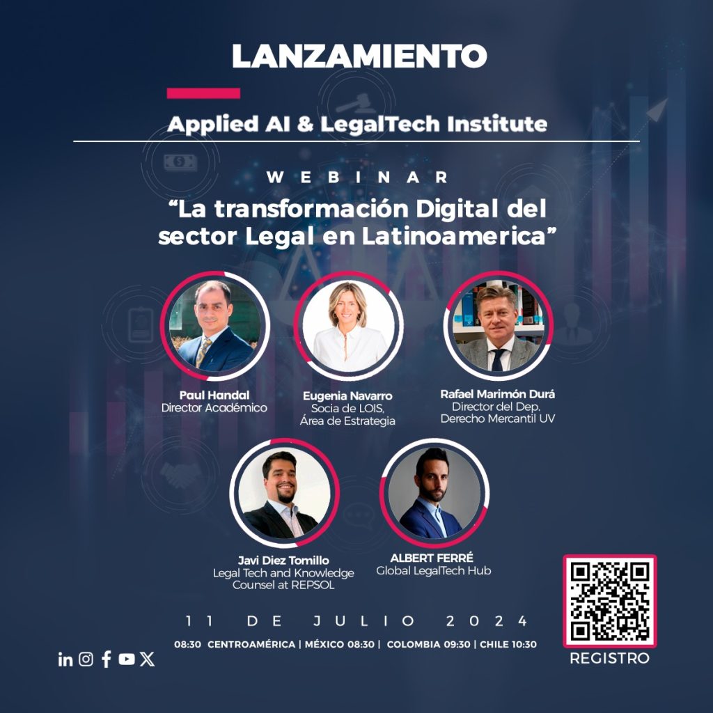 INVITACIÓN A WEBINAR Y LANZAMIENTO DEL APPLIED AI & LEGAL TECH INSTITUTE
