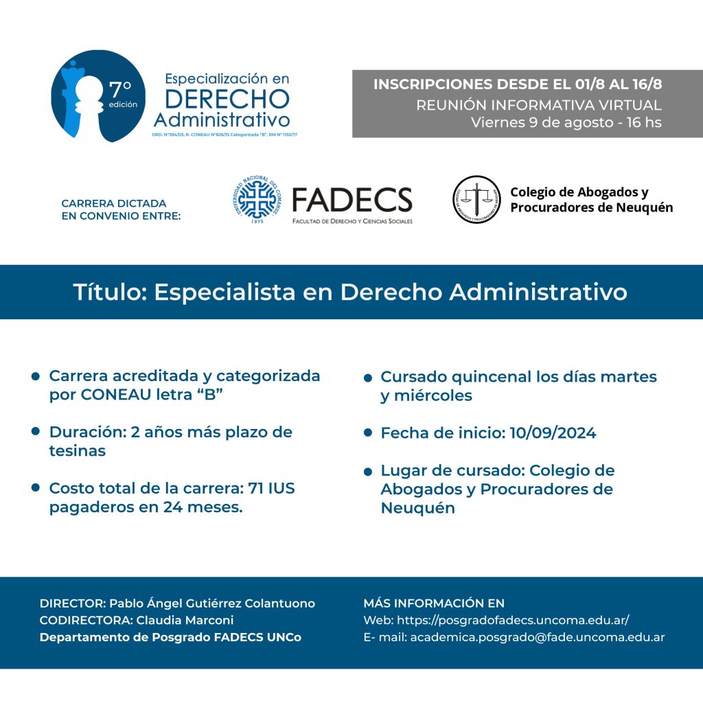 ESPECIALIZACIÓN EN DERECHO ADMINISTRATIVO – COHORTE 2024