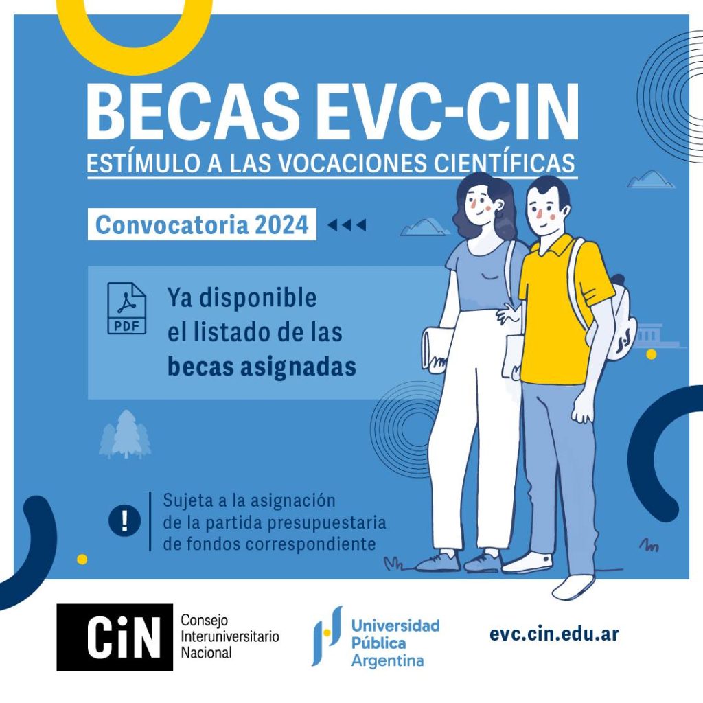 CONVOCATORIA 2024 BECAS DE ESTÍMULO A LAS VOCACIONES CIENTÍFICAS (BECAS EVC-CIN)

La Secretaría de Ciencia y Técnica y Relaciones Internacionales de la Facultad de Derecho y Ciencias Sociales -UNCo informa que el Consejo Interuniversitario Nacional adelantó que se encuentran publicados los resultados para la adjudicación de la convocatoria 2024 de las Becas de Estímulo a las Vocaciones Científicas (Becas EVC-CIN) que otorga ese organismo. Además, explicaron que la toma de posesión de las becas otorgadas en esta convocatoria se hará efectiva una vez que hayan sido adjudicadas las partidas correspondientes para el pago de los estipendios.

Se podrá acceder al archivo con los listados ingresando al micrositio del programa en el enlace https://acortar.link/x94I4V

La fecha de inicio prevista es el 1 de octubre, previo a lo cual los beneficiarios/as deben tomar posesión de la beca.

Importante: La toma de posesión de las becas otorgadas en esta convocatoria se hará efectiva una vez que hayan sido adjudicadas las partidas correspondientes para el pago de los estipendios.