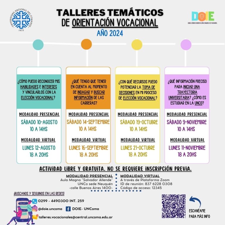 TALLERES TEMÁTICOS DE ORIENTACIÓN VOCACIONAL 2024