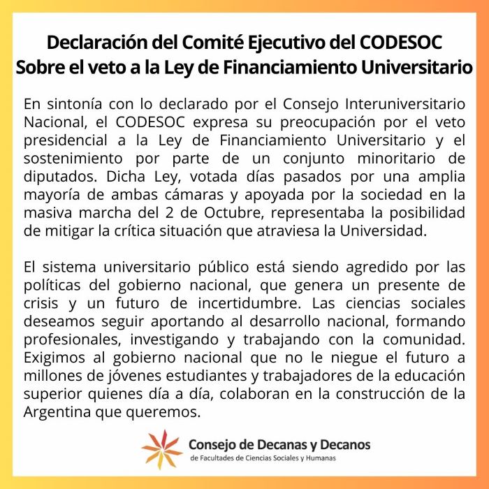 DECLARACIÓN DEL COMITÉ EJECUTIVO DEL CODESOC