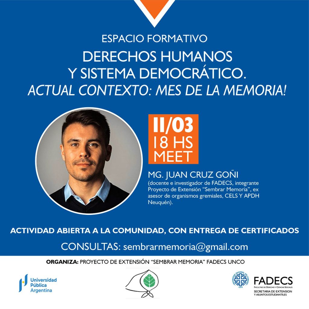 ESPACIO FORMATIVO: DERECHOS HUMANOS Y SISTEMA DEMOCRÁTICO. ACTUAL CONTEXTO