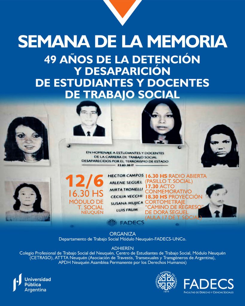 ACTO CONMEMORATIVO SEMANA DE LA MEMORIA EN LA UNCO