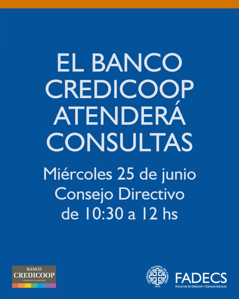EL BANCO CREDICOOP ATENDERÁ CONSULTAS
