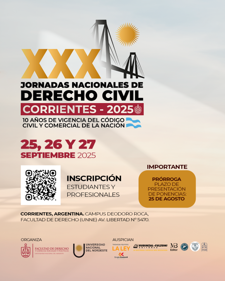 XXX Jornadas Nacionales de Derecho Civil PRORROGAN EL PLAZO PARA LA PRESENTACION DE PONENCIAS