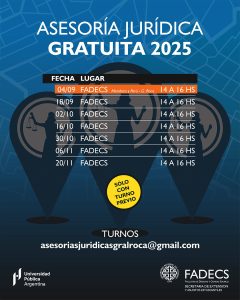 PRÓXIMAS ASESORÍAS JURÍDICAS GRATUITAS DE LA FADECS