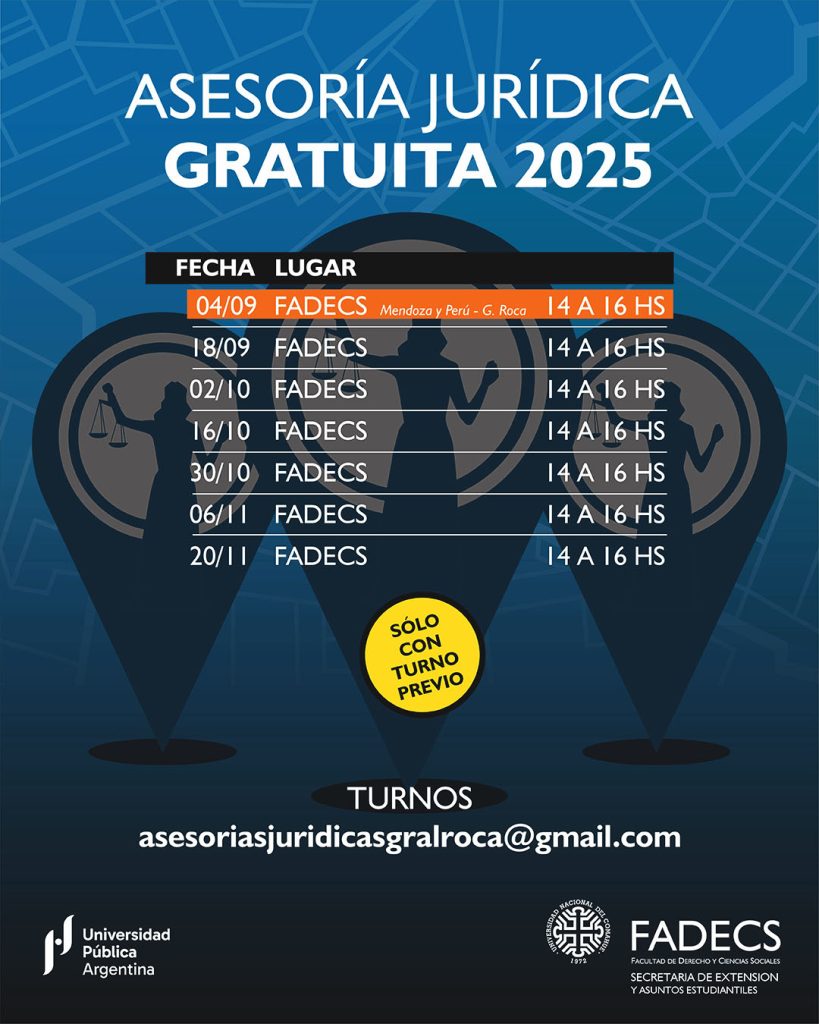 PRÓXIMAS ASESORÍAS JURÍDICAS GRATUITAS DE LA FADECS