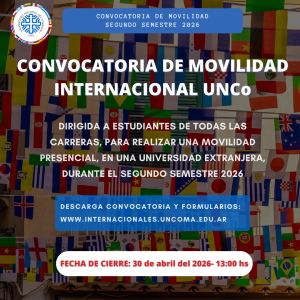 CONVOCATORIA DE MOVILIDAD INTERNACIONAL UNCO – SEGUNDO SEMESTRE 2026