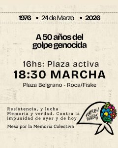 LA FADECS CONVOCA A MARCHAR POR MEMORIA, A 50 AÑOS DEL GOLPE