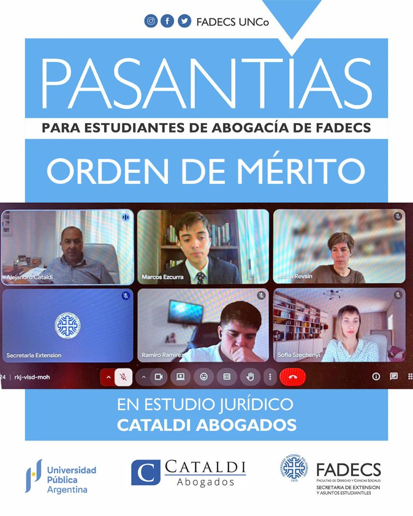 ORDEN DE MÉRITO PARA LA PASANTÍA EN ESTUDIO JURÍDICO CATALDI