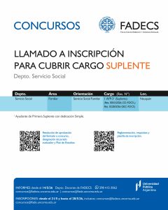 LLAMADO A INSCRIPCIÓN PARA CUBRIR CARGO SUPLENTE | Servicio Social Familiar