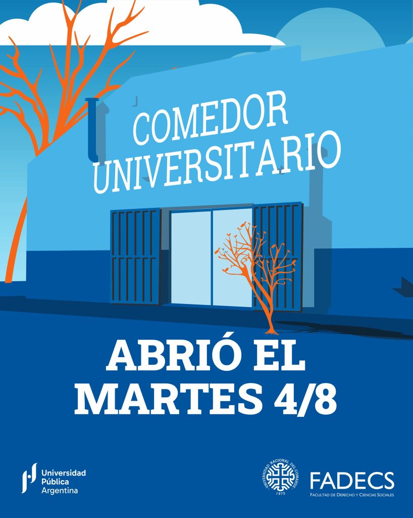 EL MARTES 4 DE AGOSTO ABRIÓ EL COMEDOR DE FADECS/FADEL La secretaría de Bienestar Estudiantil informa que el martes 4 de agosto se puso en marcha el servicio de Comedor Universitario de FADECS-FADEL. El ticket tiene un valor de $2.500 para estudiantes y de $5.000 para el resto de la comunidad universitaria. En esta primera etapa tendrá prioridad el estudiantado, con un cupo de 30 tickets diarios. La compra de ticket la podés hacer de dos maneras: • De forma virtual: envía un mensaje solicitando tu ticket al teléfono (2984) 887846 de 8 a 11 hs. (alias: comedor.fade.fale) • De forma presencial: podés acercarte al decanato de FADECS de 10 a 11 hs. • El horario para comer o retirar el plato con un tupper es de 12 a 13.30 hs. ¡Recordá que es un ticket por persona!