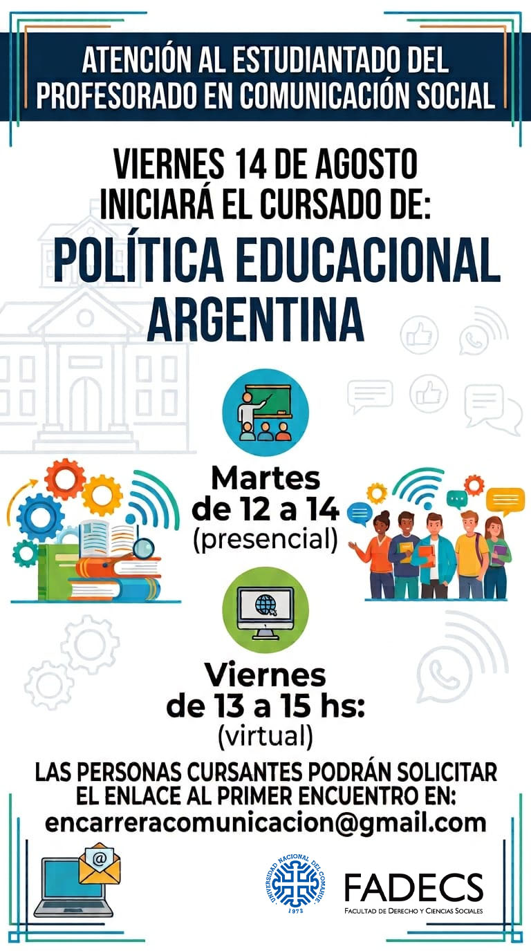 PROFESORADO EN COMUNICACIÓN | Inicio de Política Educacional y gestiones urgentes ante la UNCo