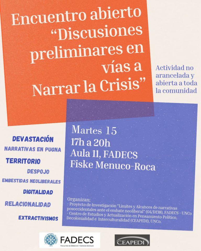 ¡Reprogramación! DISCUSIONES PRELIMINARES EN VÍAS A NARRAR LA CRISIS